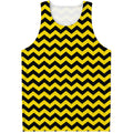 Black And Yellow Zigzag Pattern Print Men's Tank Top
