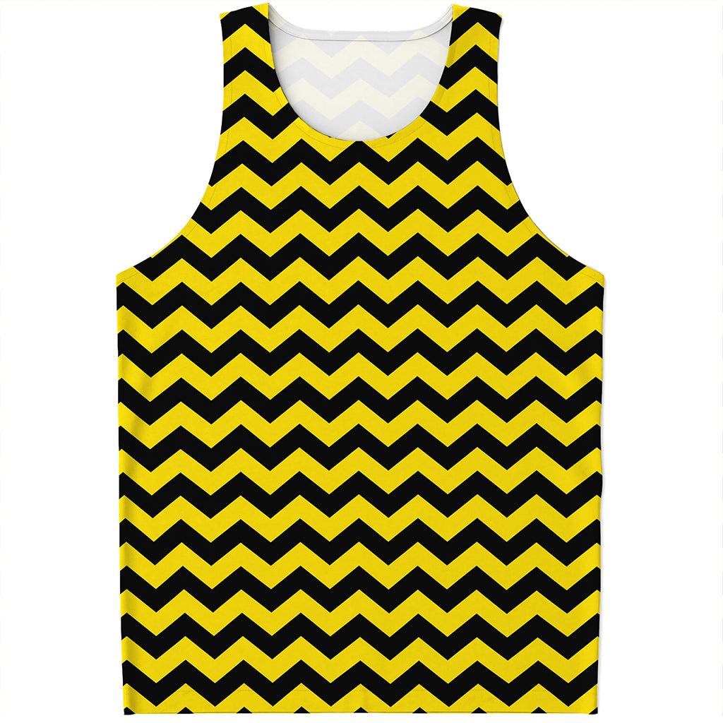 Black And Yellow Zigzag Pattern Print Men's Tank Top