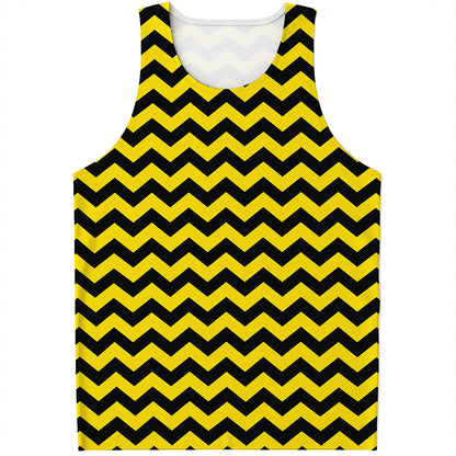 Black And Yellow Zigzag Pattern Print Men's Tank Top