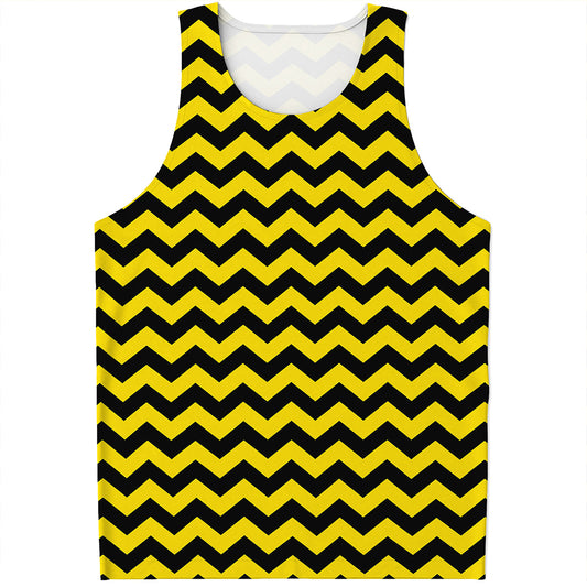 Black And Yellow Zigzag Pattern Print Men's Tank Top