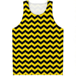 Black And Yellow Zigzag Pattern Print Men's Tank Top