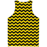 Black And Yellow Zigzag Pattern Print Men's Tank Top