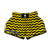 Black And Yellow Zigzag Pattern Print Muay Thai Boxing Shorts