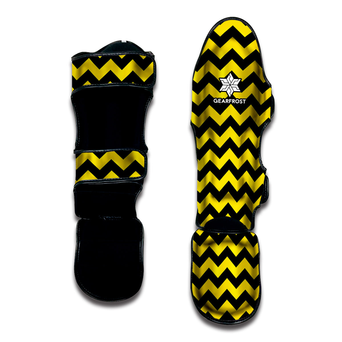 Black And Yellow Zigzag Pattern Print Muay Thai Shin Guard