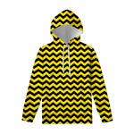 Black And Yellow Zigzag Pattern Print Pullover Hoodie