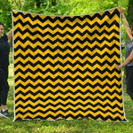 Black And Yellow Zigzag Pattern Print Quilt