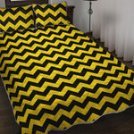 Black And Yellow Zigzag Pattern Print Quilt Bed Set