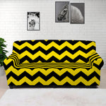 Black And Yellow Zigzag Pattern Print Sofa Cover