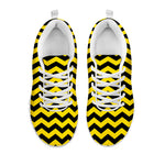 Black And Yellow Zigzag Pattern Print White Sneakers