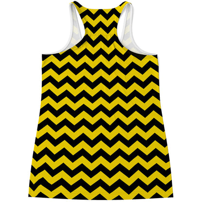 Black And Yellow Zigzag Pattern Print Women's Racerback Tank Top