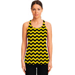 Black And Yellow Zigzag Pattern Print Women's Racerback Tank Top
