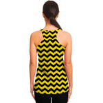 Black And Yellow Zigzag Pattern Print Women's Racerback Tank Top