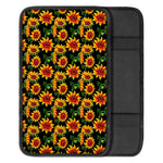 Black Autumn Sunflower Pattern Print Car Center Console Cover