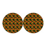 Black Autumn Sunflower Pattern Print Car Coasters