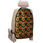 Black Autumn Sunflower Pattern Print Car Seat Organizers
