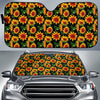 Black Autumn Sunflower Pattern Print Car Sun Shade GearFrost
