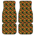 Black Autumn Sunflower Pattern Print Front and Back Car Floor Mats