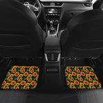 Black Autumn Sunflower Pattern Print Front and Back Car Floor Mats