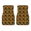 Black Autumn Sunflower Pattern Print Front Car Floor Mats