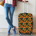 Black Autumn Sunflower Pattern Print Luggage Cover
