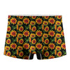 Black Autumn Sunflower Pattern Print Men's Boxer Briefs