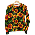Black Autumn Sunflower Pattern Print Men's Crewneck Sweatshirt
