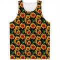 Black Autumn Sunflower Pattern Print Men's Tank Top