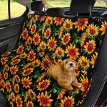 Black Autumn Sunflower Pattern Print Pet Car Back Seat Cover