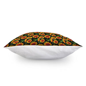 Black Autumn Sunflower Pattern Print Pillow Cover