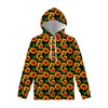 Black Autumn Sunflower Pattern Print Pullover Hoodie