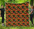 Black Autumn Sunflower Pattern Print Quilt