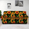 Black Autumn Sunflower Pattern Print Sofa Cover