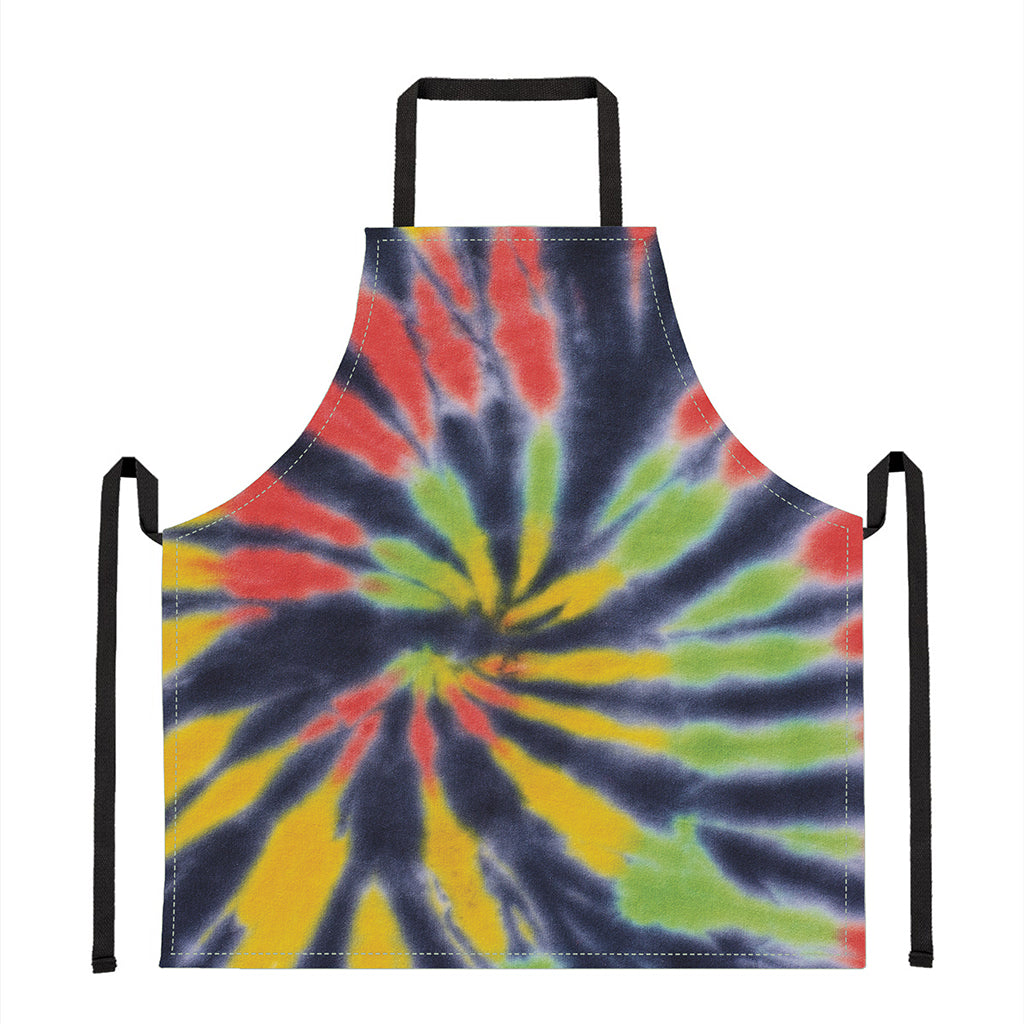 Black Backed Spiral Tie Dye Print Apron