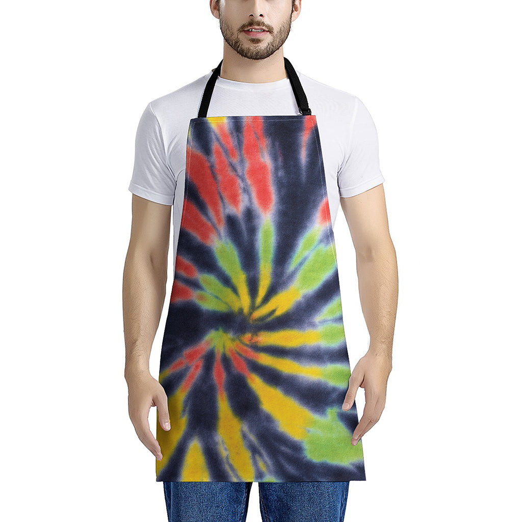 Black Backed Spiral Tie Dye Print Apron