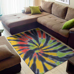Black Backed Spiral Tie Dye Print Area Rug