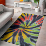 Black Backed Spiral Tie Dye Print Area Rug