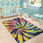 Black Backed Spiral Tie Dye Print Area Rug
