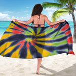 Black Backed Spiral Tie Dye Print Beach Sarong Wrap