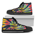 Black Backed Spiral Tie Dye Print Black High Top Shoes