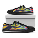 Black Backed Spiral Tie Dye Print Black Low Top Shoes 