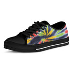 Black Backed Spiral Tie Dye Print Black Low Top Shoes 