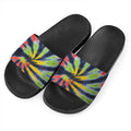 Black Backed Spiral Tie Dye Print Black Slide Sandals