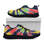 Black Backed Spiral Tie Dye Print Black Sneakers