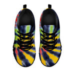 Black Backed Spiral Tie Dye Print Black Sneakers