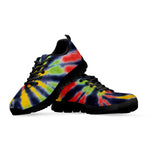 Black Backed Spiral Tie Dye Print Black Sneakers