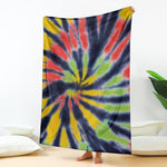 Black Backed Spiral Tie Dye Print Blanket