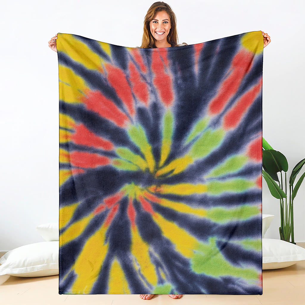 Black Backed Spiral Tie Dye Print Blanket