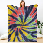 Black Backed Spiral Tie Dye Print Blanket
