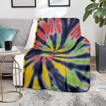 Black Backed Spiral Tie Dye Print Blanket
