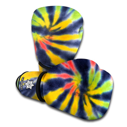 Black Backed Spiral Tie Dye Print Boxing Gloves